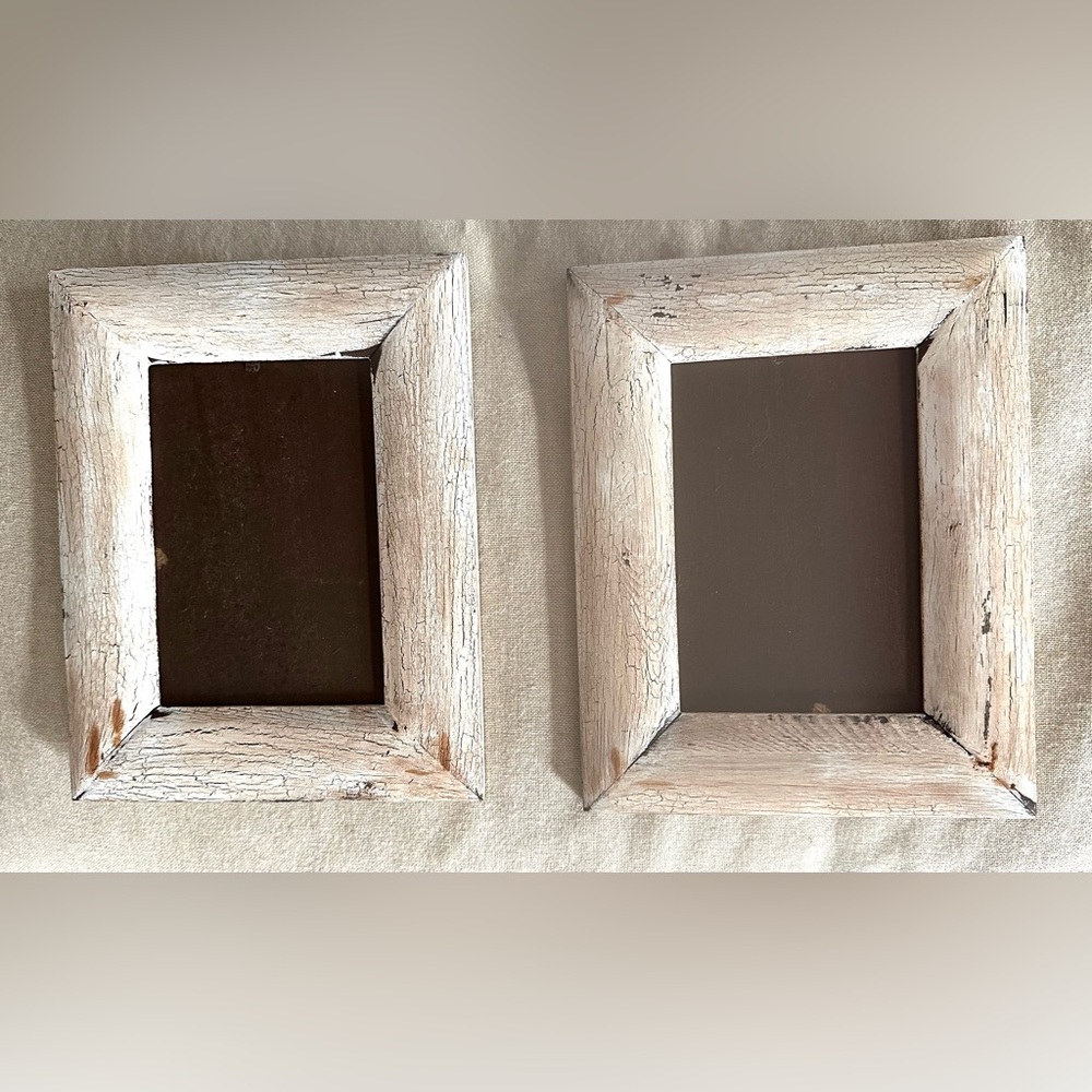 Handmade Distressed Rustic Whitewashed Wooden Photo Frames Gallery Wall Set of 2